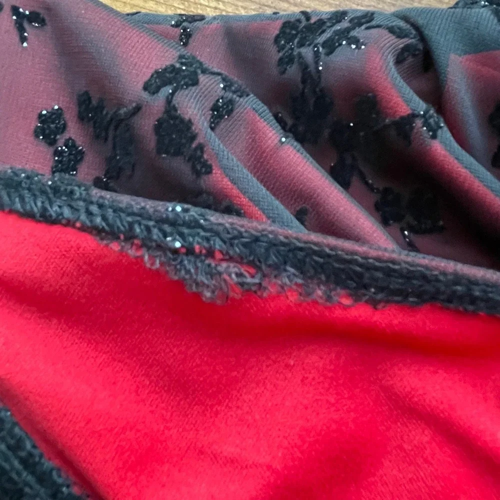VTG Rocket Candy Dress 1X Black Sheer Overlay Whimsigoth y2k Cowl Neck Sparkle‎